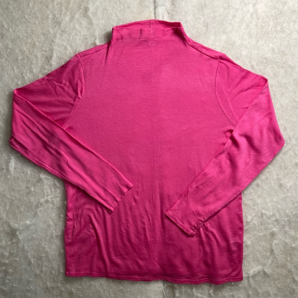 Nine West Hot Pink Long Sleeves  Mock Neck Shirt (SKU479)
